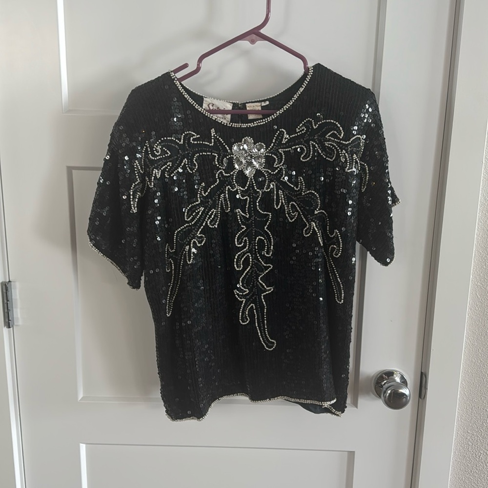 Vintage. Pure silk. Sequin blouse!